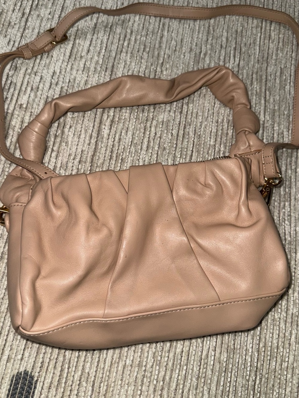 Nude Soft Leather Shoulder Bag - Women